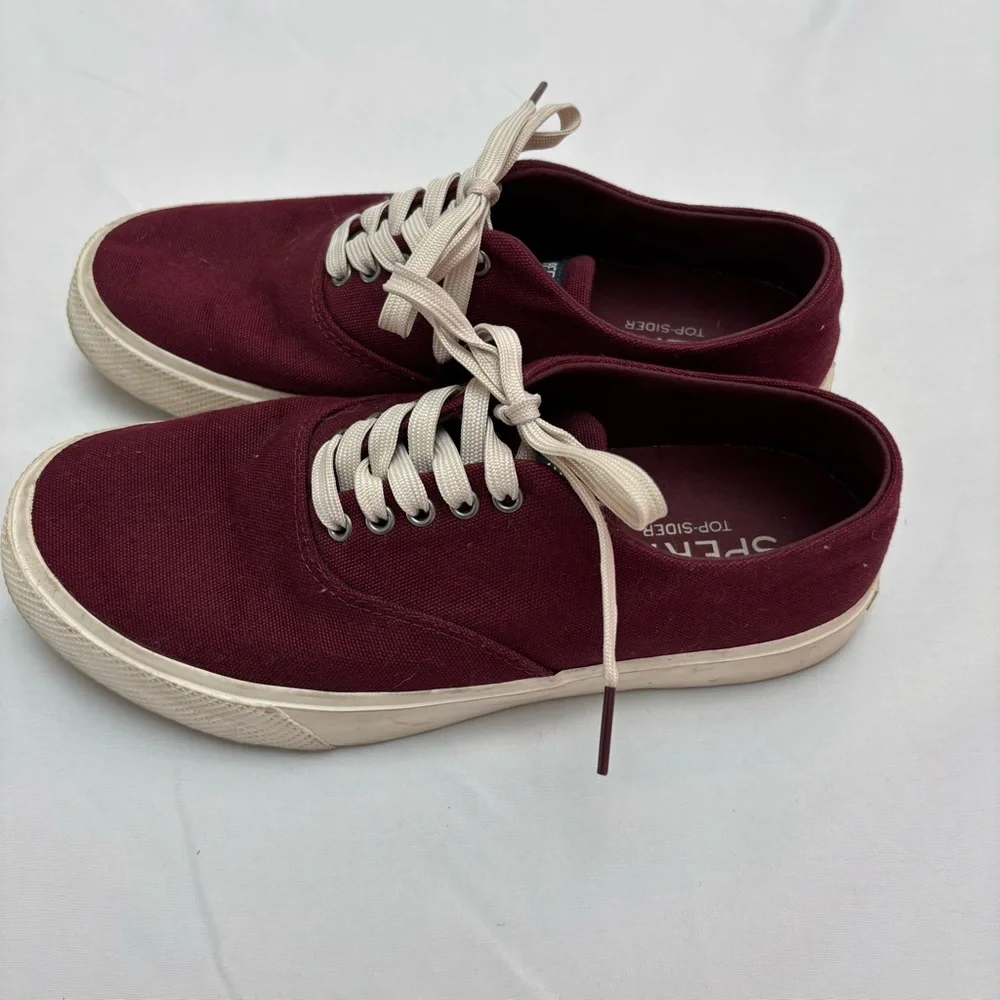 Sperry Top Sider Burgundy Canvas Sneakers